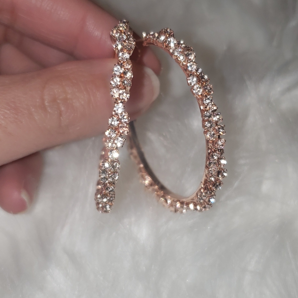 Diamond Crossed Hoop Earrings
